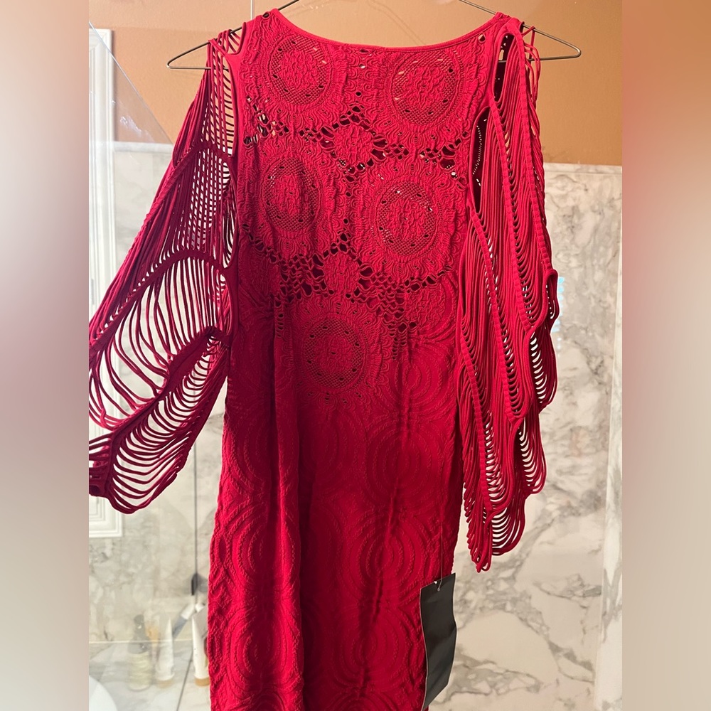 Bebe red crochet lace dress